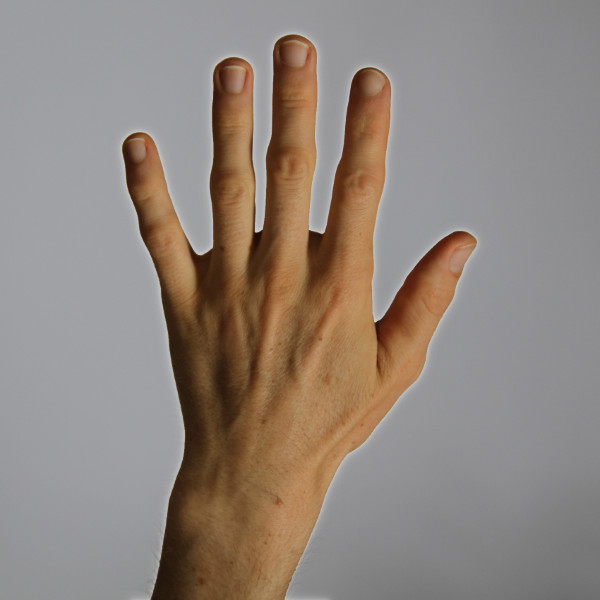 Picture showing hand with thin Aura surface glow