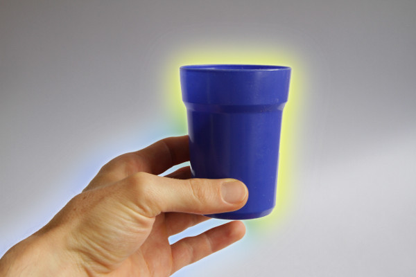 Picture of blue object with a yellow aura
